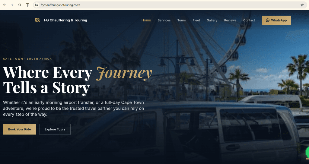 FG Chauffering & Touring (Pty) Ltd website preview